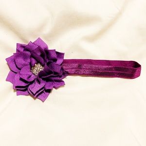 Purple flowery headband with jewel adornment NWOT